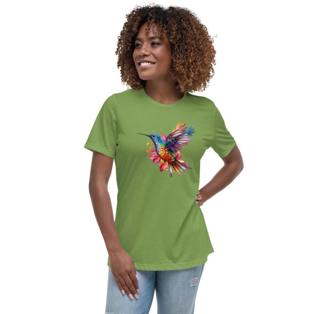 Floral Hummingbird Tshirt - For Women, Green