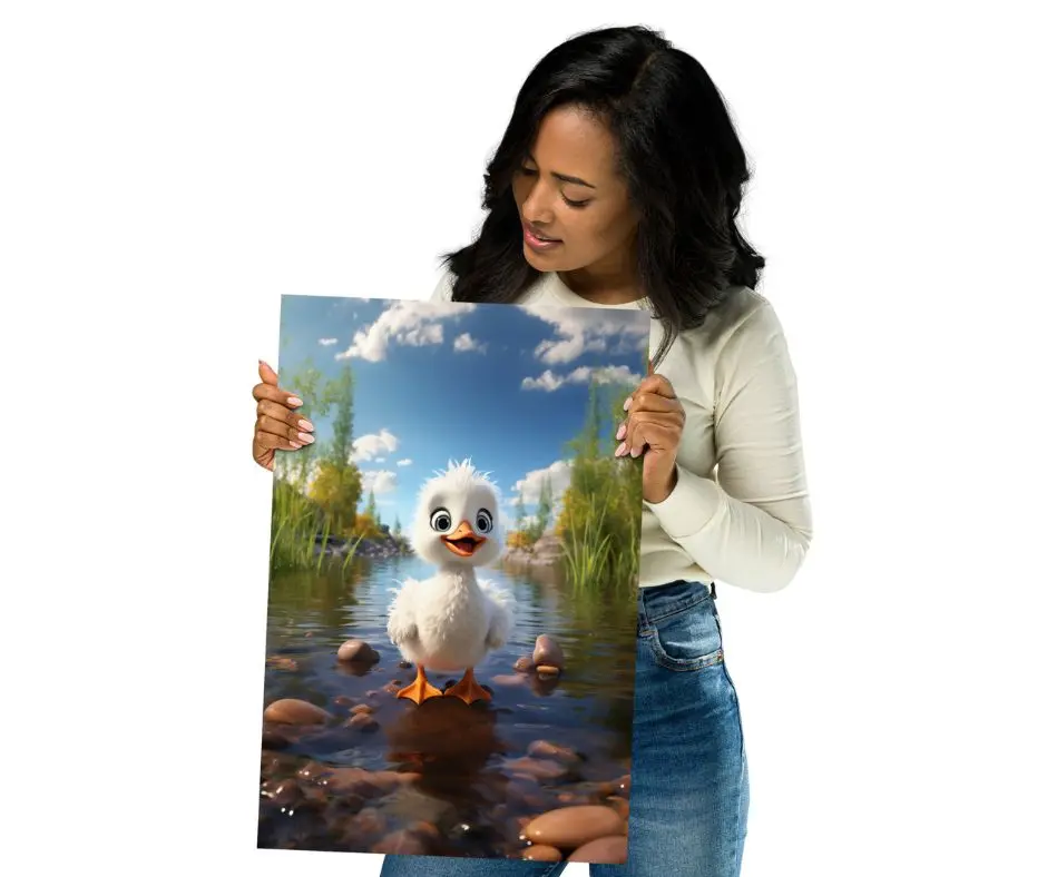 Adorable White Baby Duck Poster