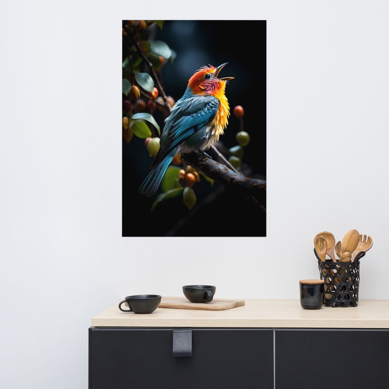 Chirping Rainbow Bird Poster: Nature's Harmony in Art