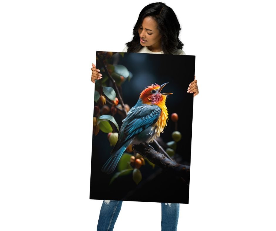 Cute and colorful bird metal print