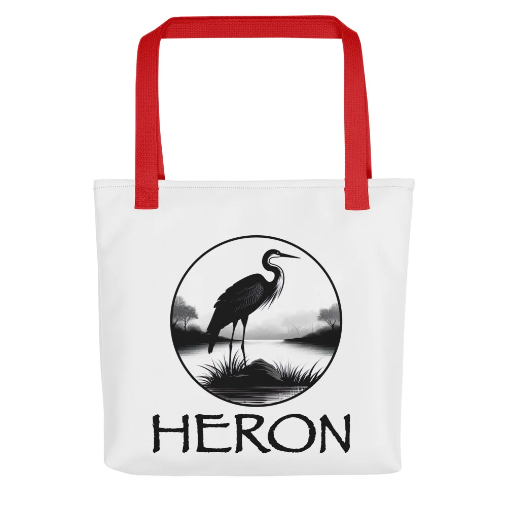 Heron Bird Tote Bag, red