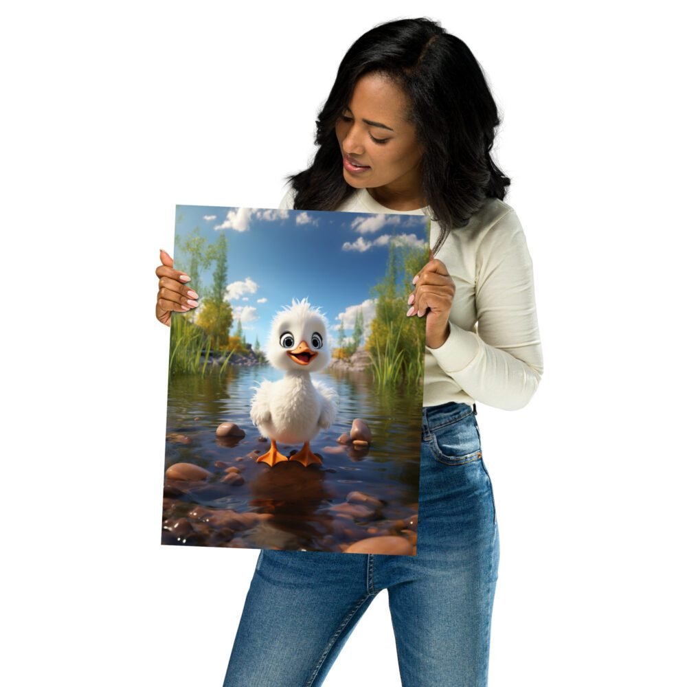 Adorable White Baby Duck Poster