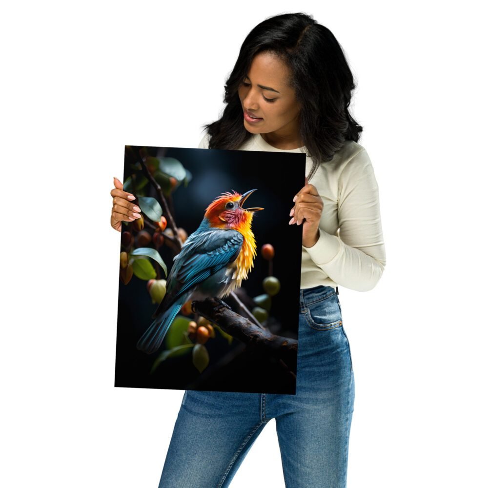 Chirping Rainbow Bird Poster: Nature's Harmony in Art