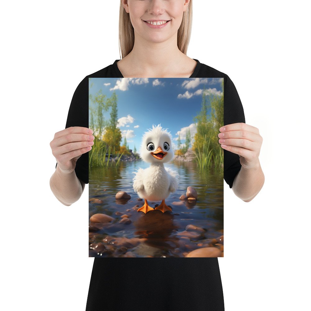 Adorable White Baby Duck Poster