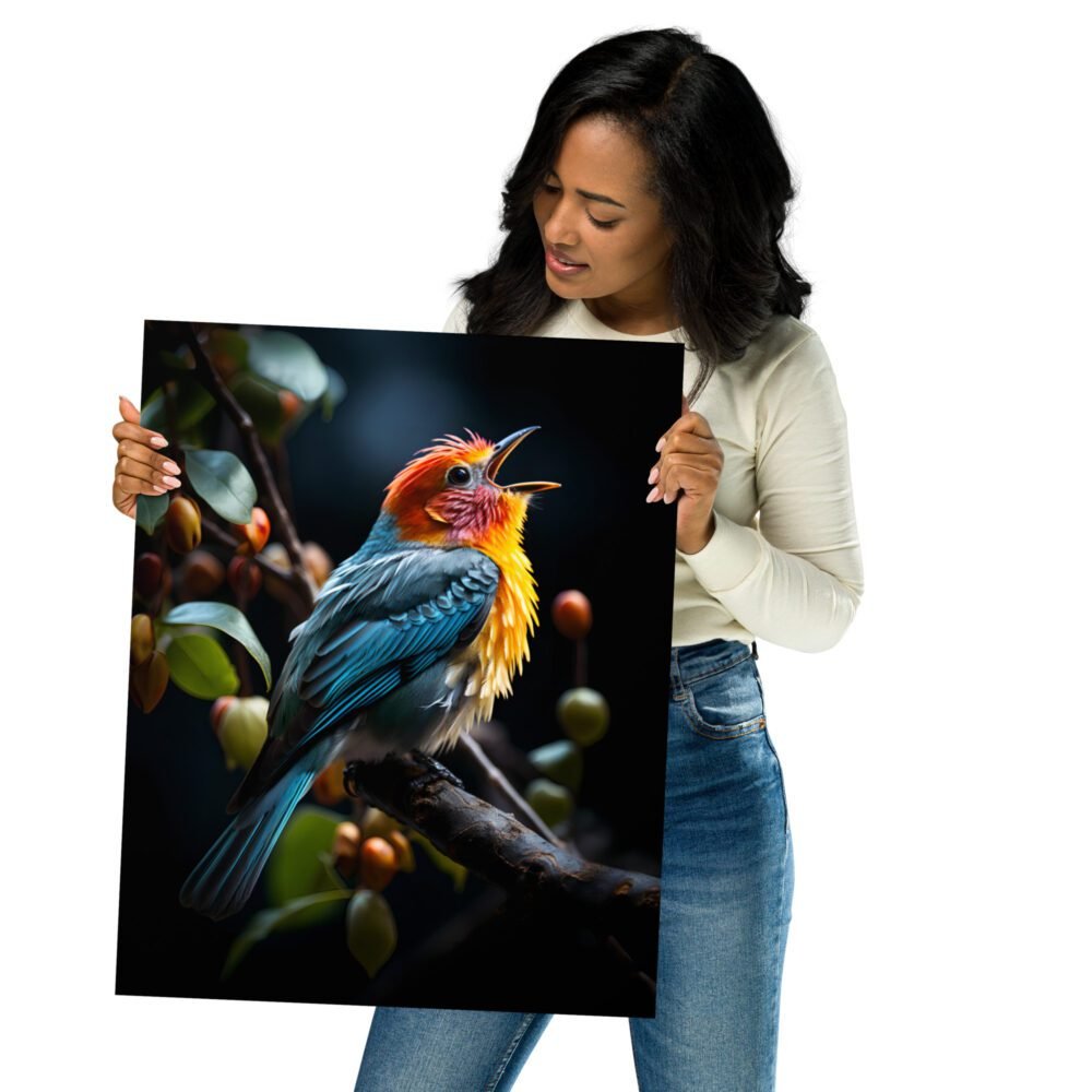 Chirping Rainbow Bird Poster: Nature's Harmony in Art