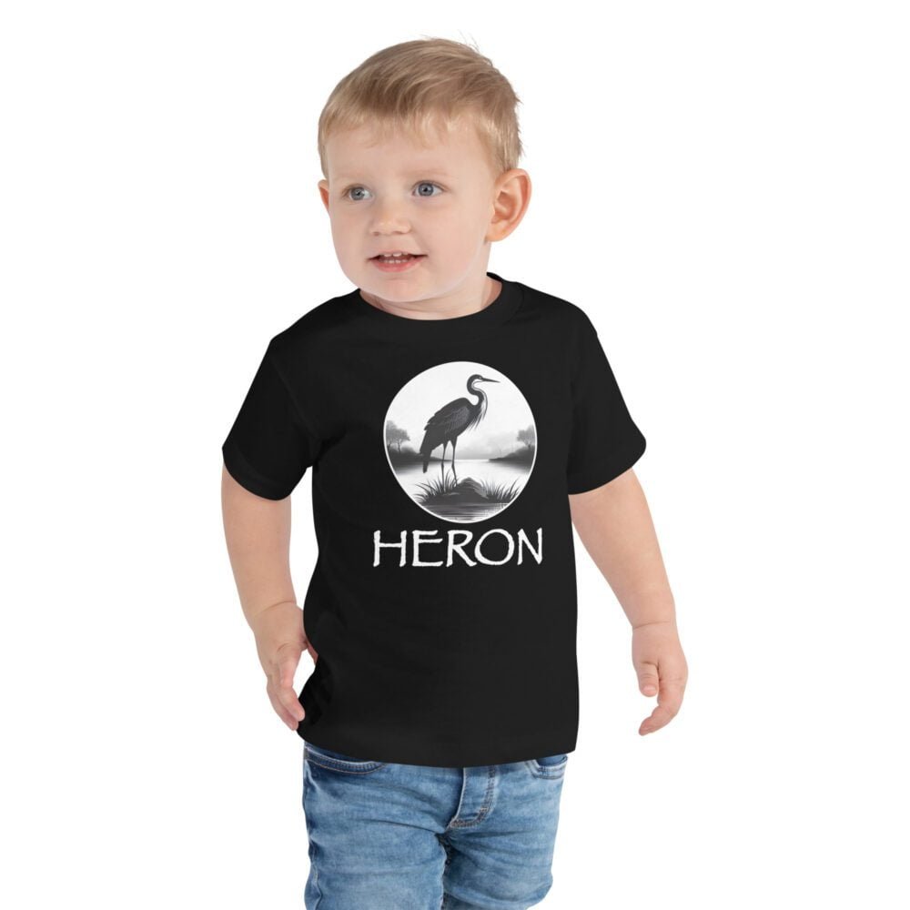 Heron Bird Toddler T-shirt - Black