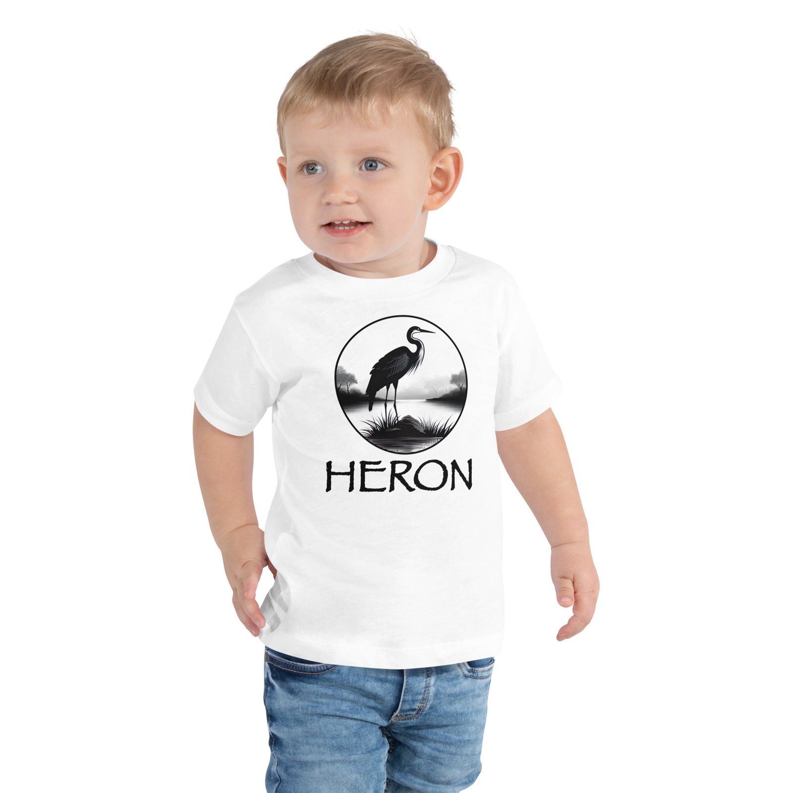 Heron Bird Toddler T-shirt - White