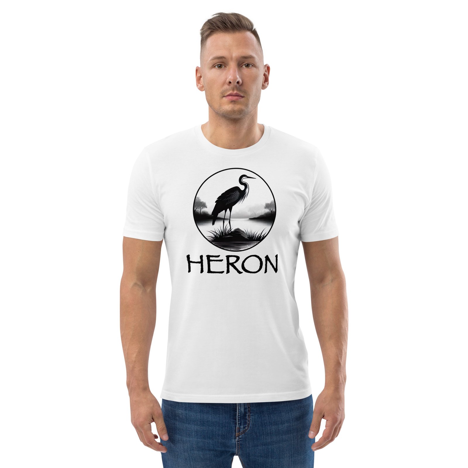 Heron Bird Organic Cotton T-shirt, white
