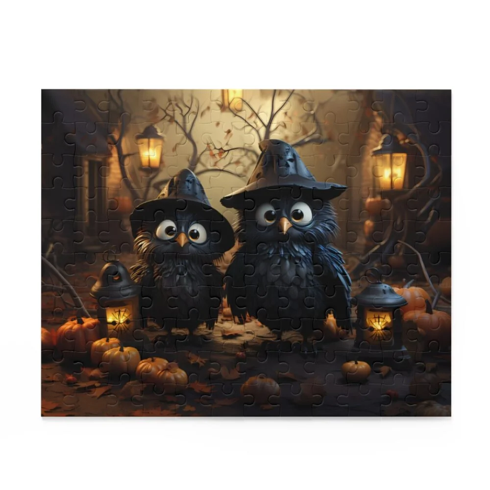 Spooky Owlets in Witch Hats Halloween Puzzle