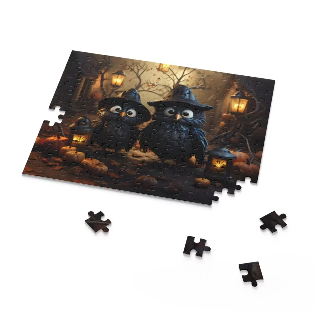 Spooky Owlets in Witch Hats Halloween Puzzle