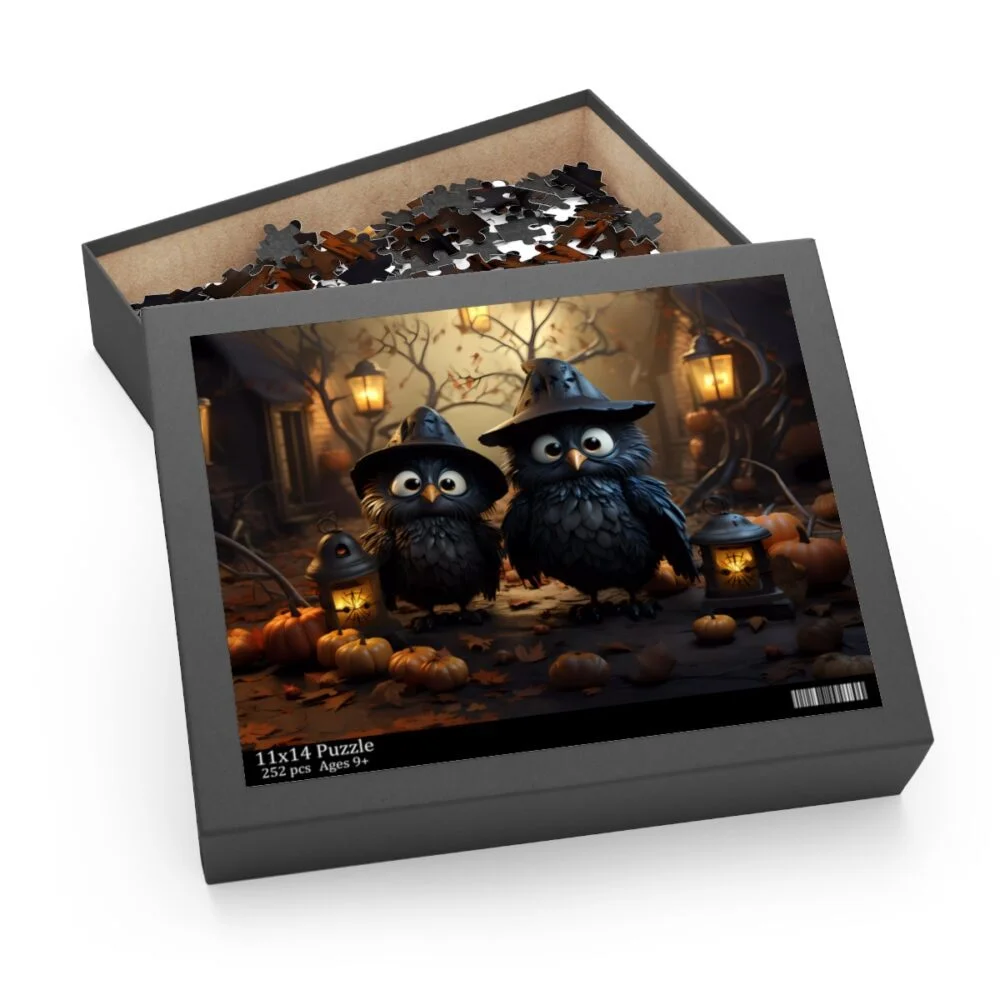 Spooky Owlets in Witch Hats Halloween Puzzle