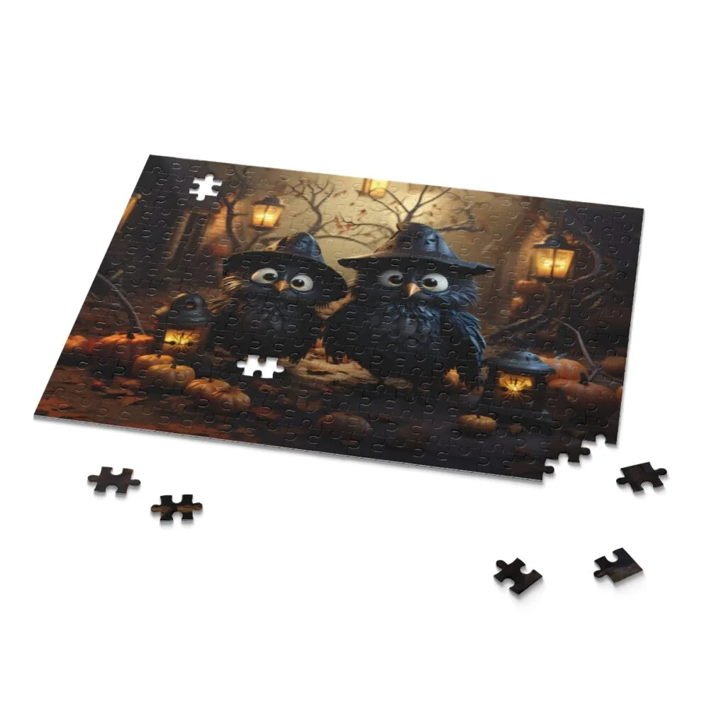 Spooky Owlets in Witch Hats Halloween Puzzle