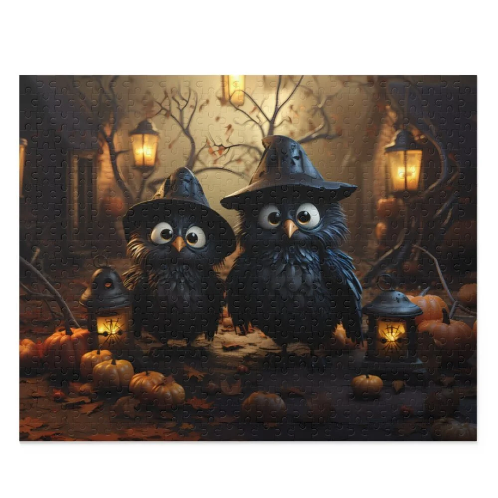 Spooky Owlets in Witch Hats Halloween Puzzle