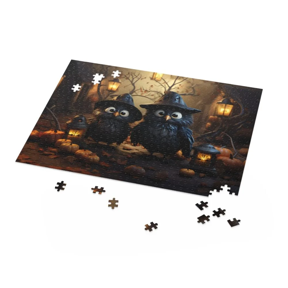 Spooky Owlets in Witch Hats Halloween Puzzle