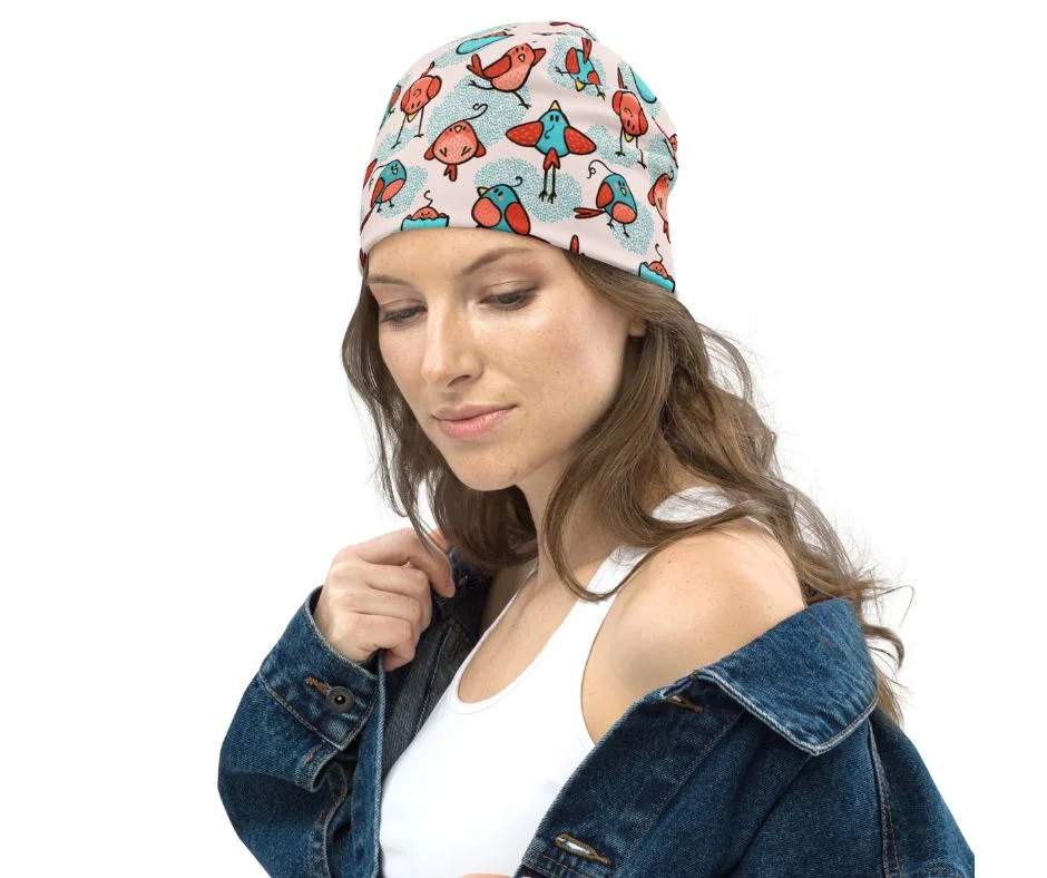 Adorable Bird Sketch All-Over Print Beanie - Stay Cozy and Stylish!