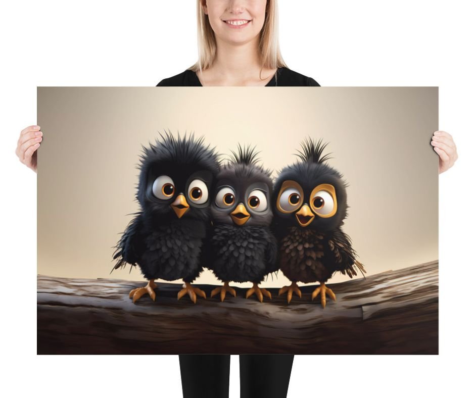 Joyful Crow Siblings Poster: A Delightful Family Portrait