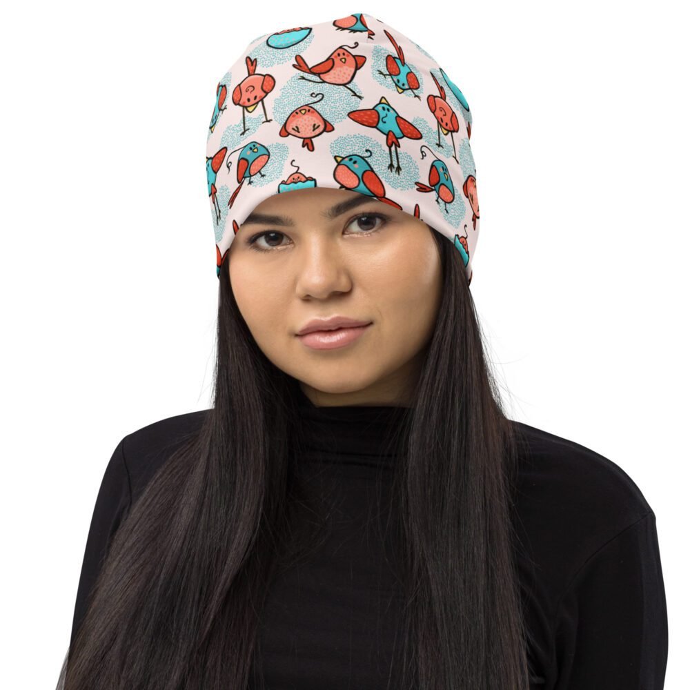 Adorable Bird Sketch All-Over Print Beanie - Stay Cozy and Stylish!