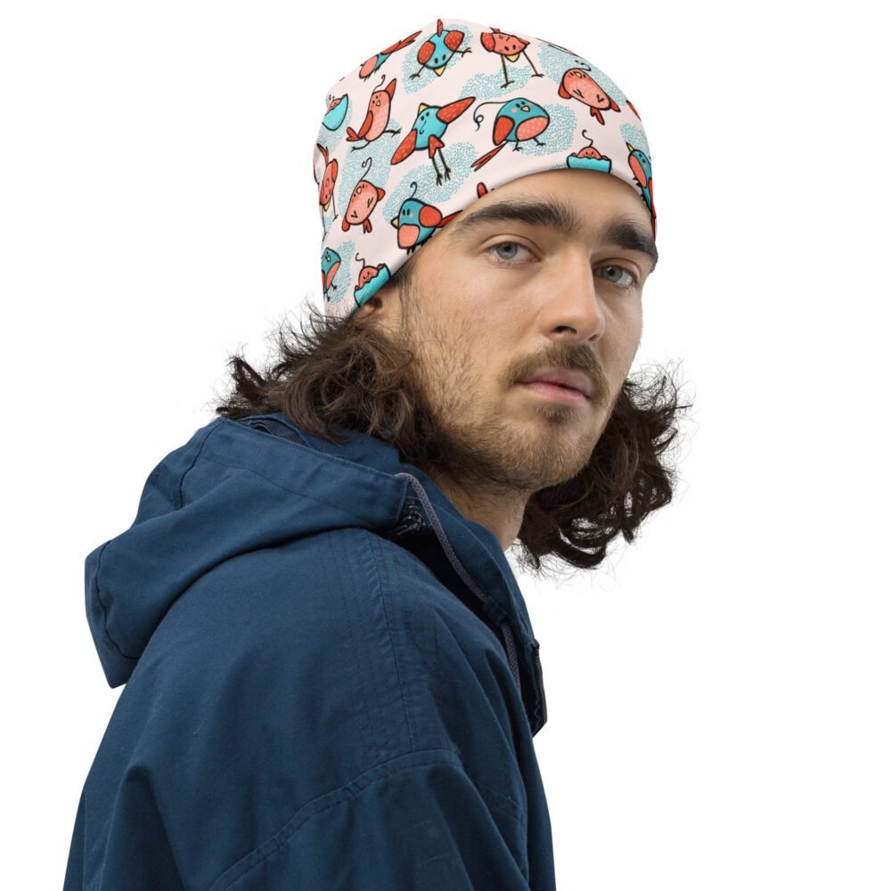 Adorable Bird Sketch All-Over Print Beanie - Stay Cozy and Stylish!
