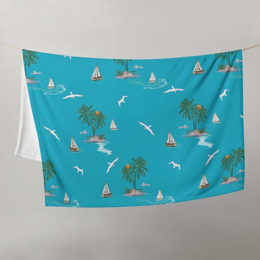 Seagulls and Palm Trees Throw Blanket