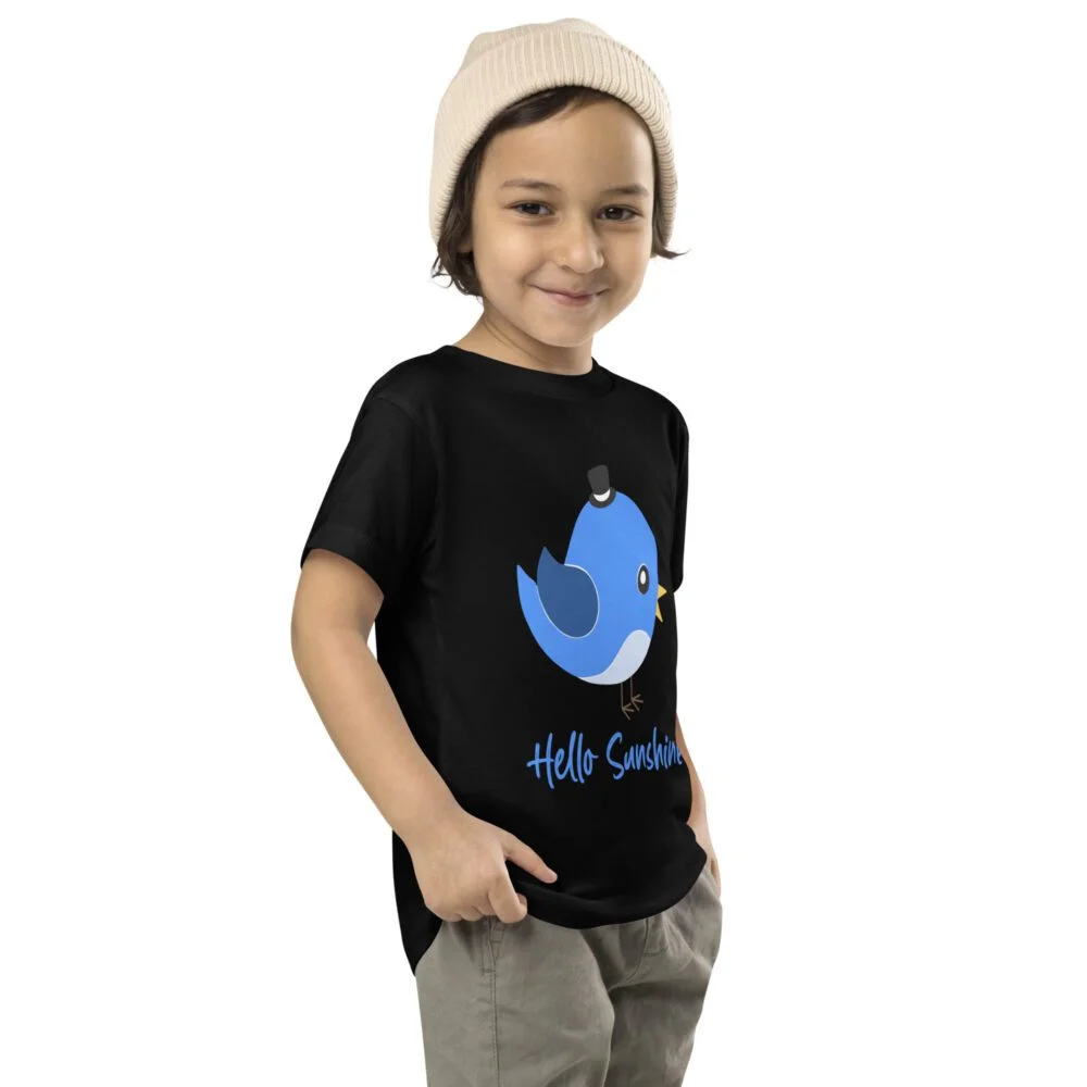 Hello Sunshine Toddler T-Shirt - Cute Blue Bird Graphic for Boys