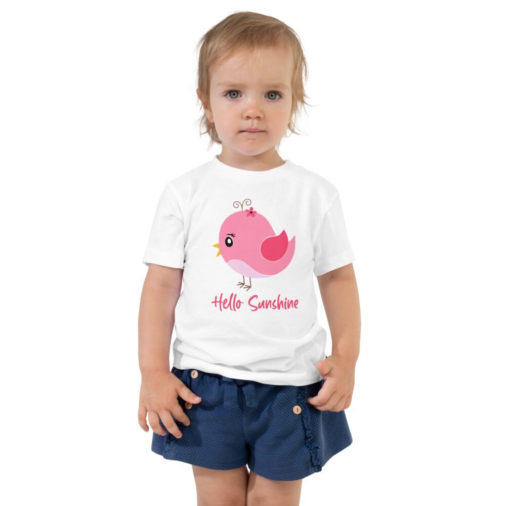 Hello Sunshine Toddler T-Shirt: Pink Bird Charm!