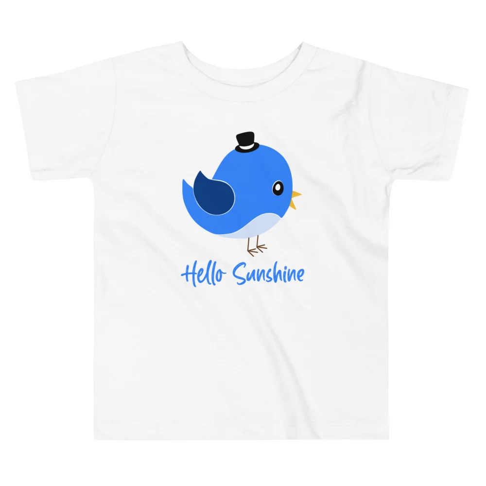 Hello Sunshine Toddler T-Shirt - Cute Blue Bird Graphic for Boys