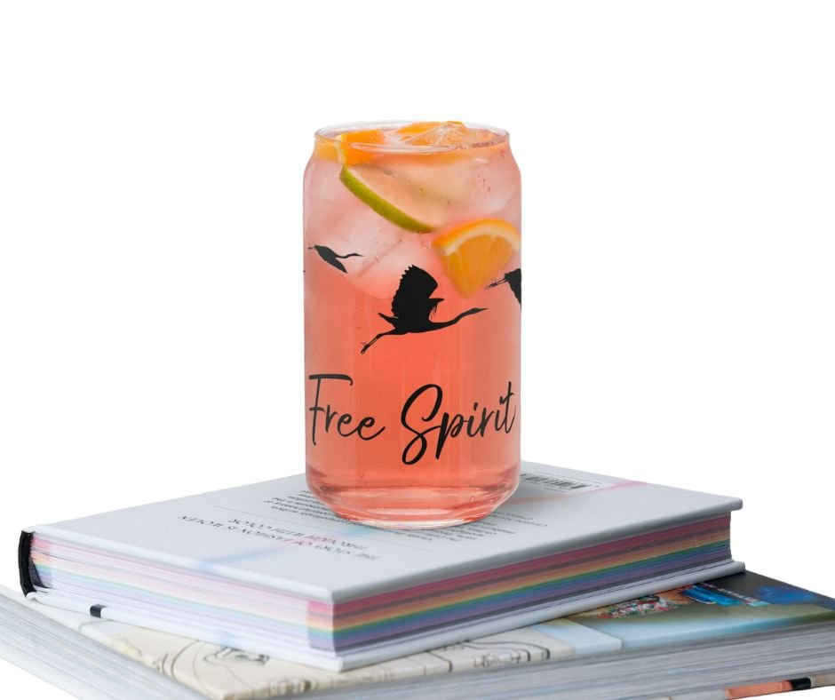 Free Spirit Heron Can-shaped Glass