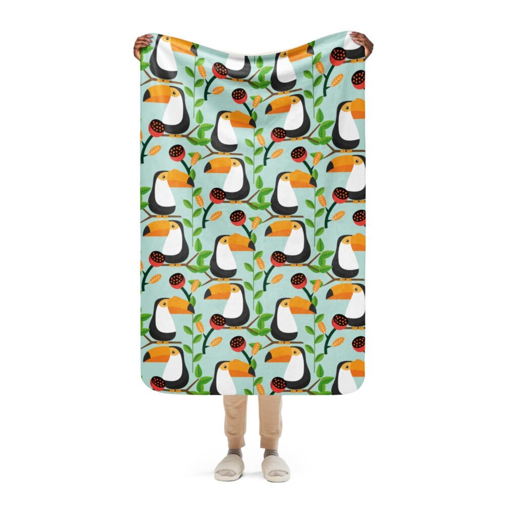 Tropical Toucan Paradise Sherpa Blanket