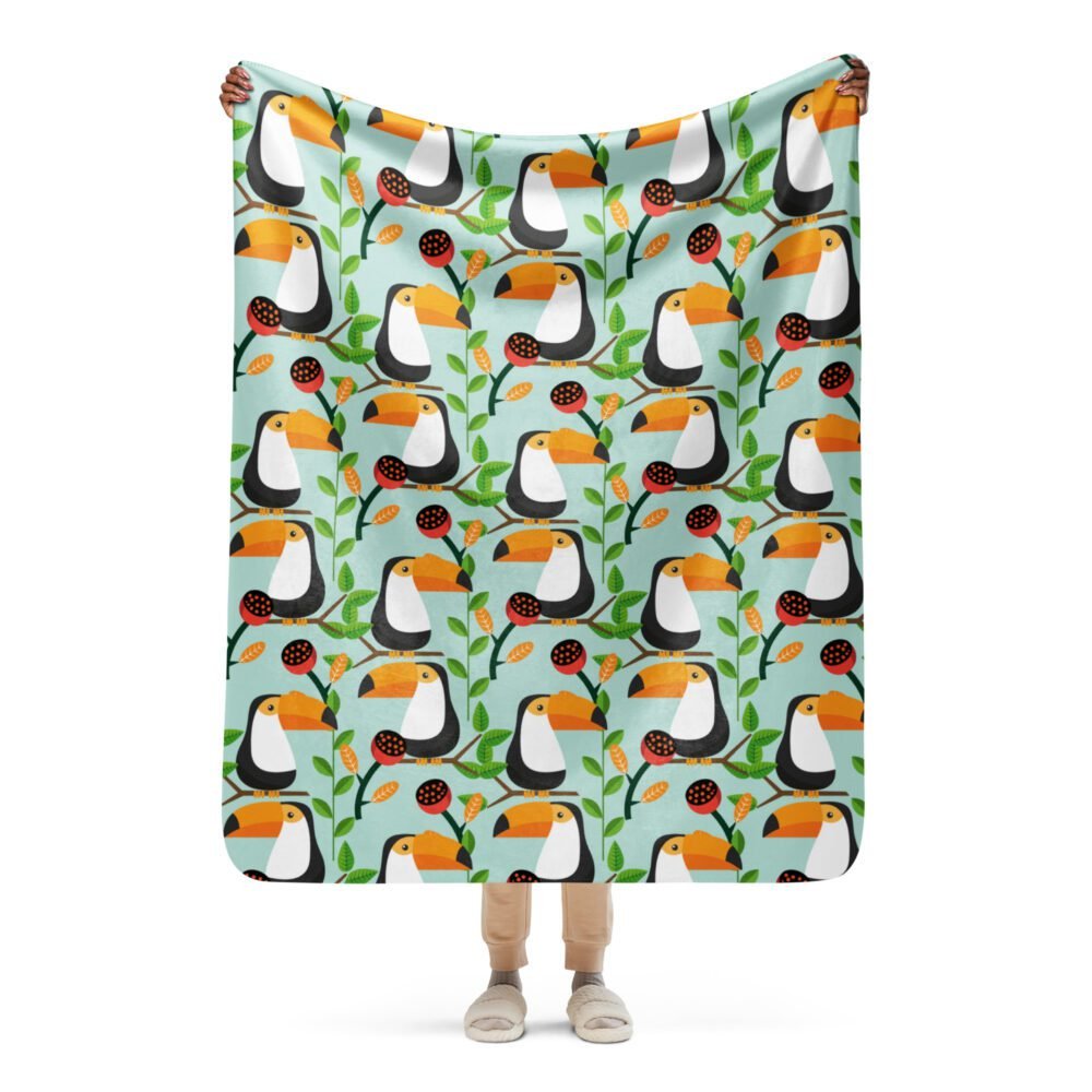 Tropical Toucan Paradise Sherpa Blanket