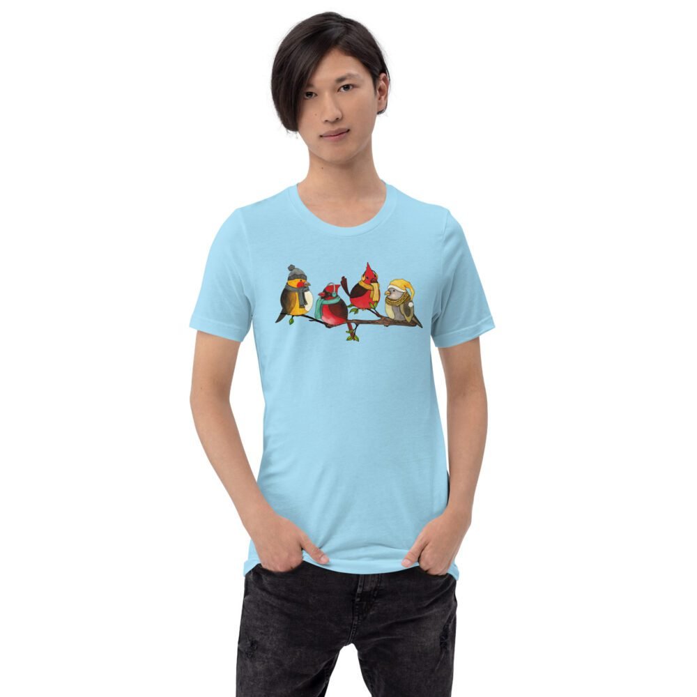 Winter Birds Watercolor T-shirt - A Perfect Christmas Gift