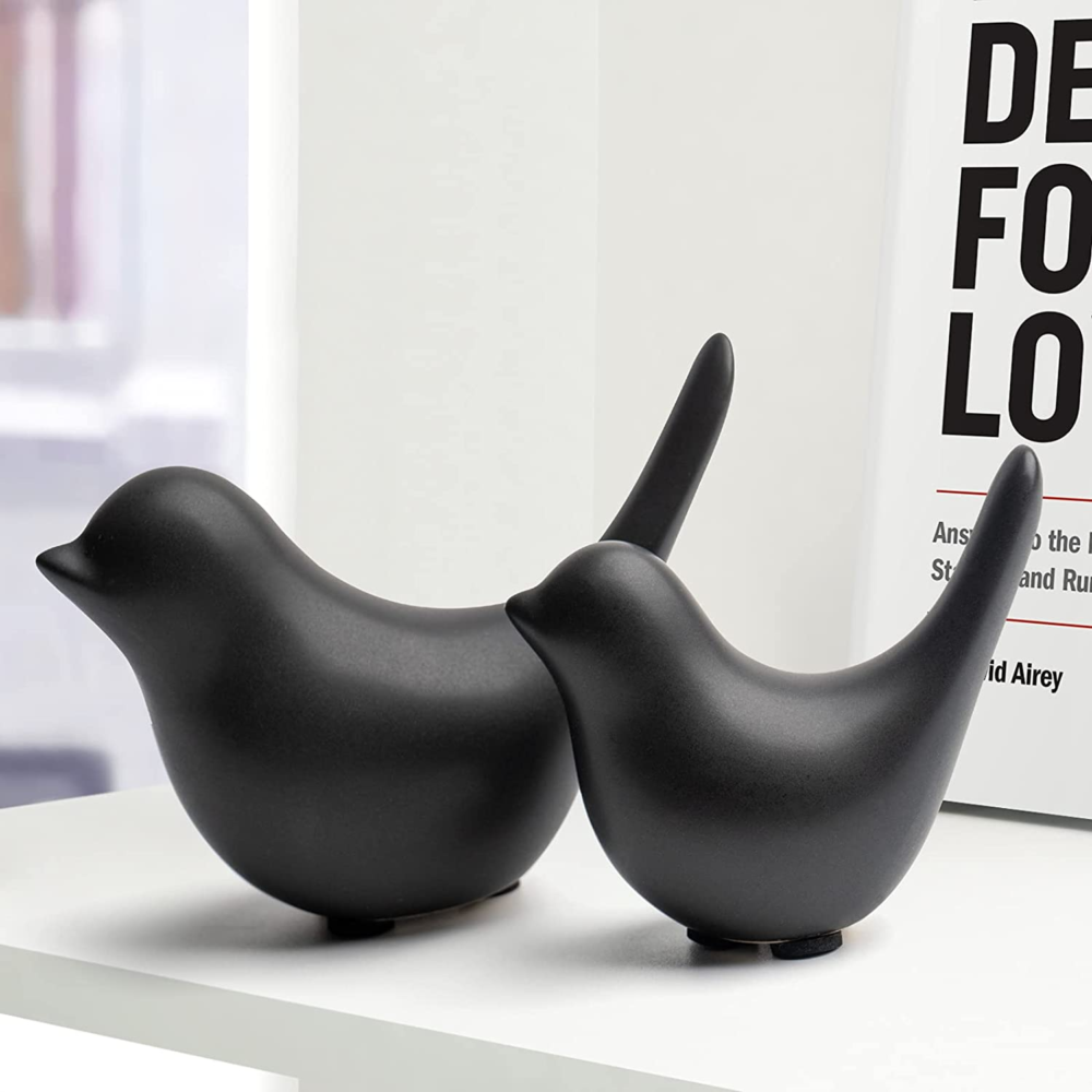 Small Animal Statues Home Decor Modern Style Birds Decorative Ornaments for Living Room, Bedroom, Office Desktop, Cabinets (Black 2Pcs) - Image 4