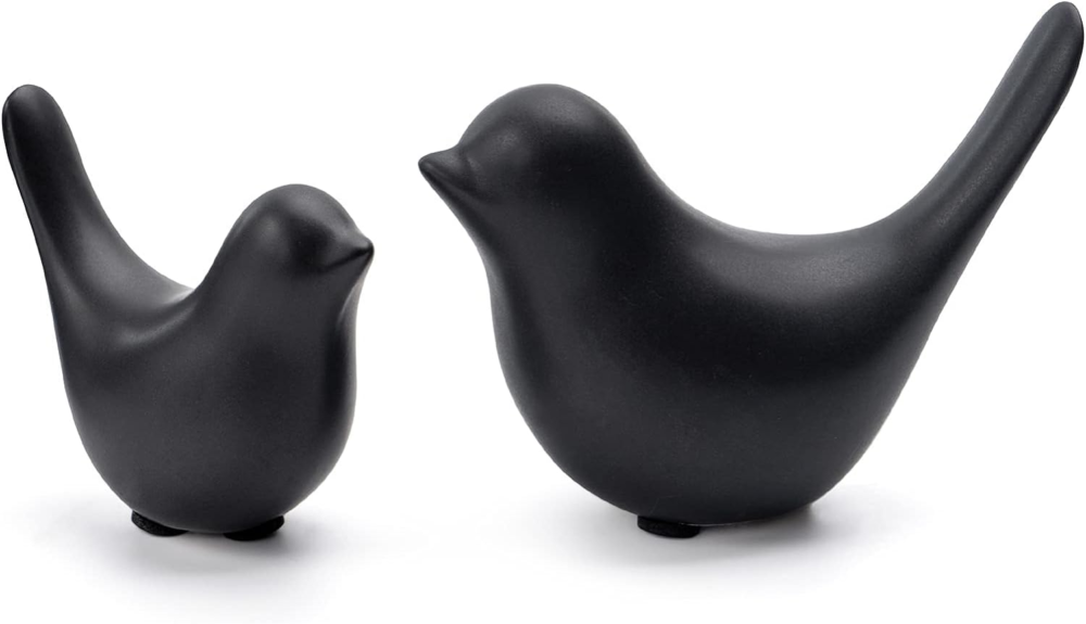 Small Animal Statues Home Decor Modern Style Birds Decorative Ornaments for Living Room, Bedroom, Office Desktop, Cabinets (Black 2Pcs)