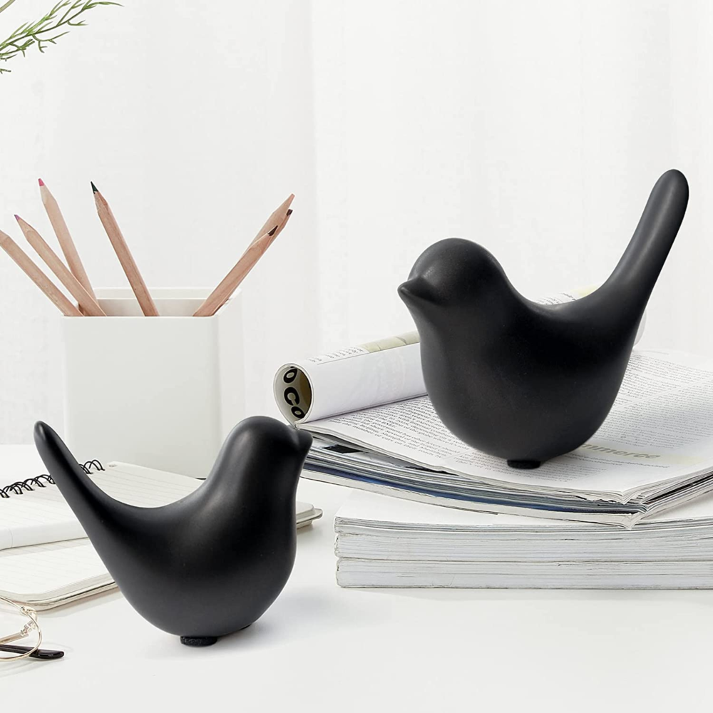 Small Animal Statues Home Decor Modern Style Birds Decorative Ornaments for Living Room, Bedroom, Office Desktop, Cabinets (Black 2Pcs) - Image 5