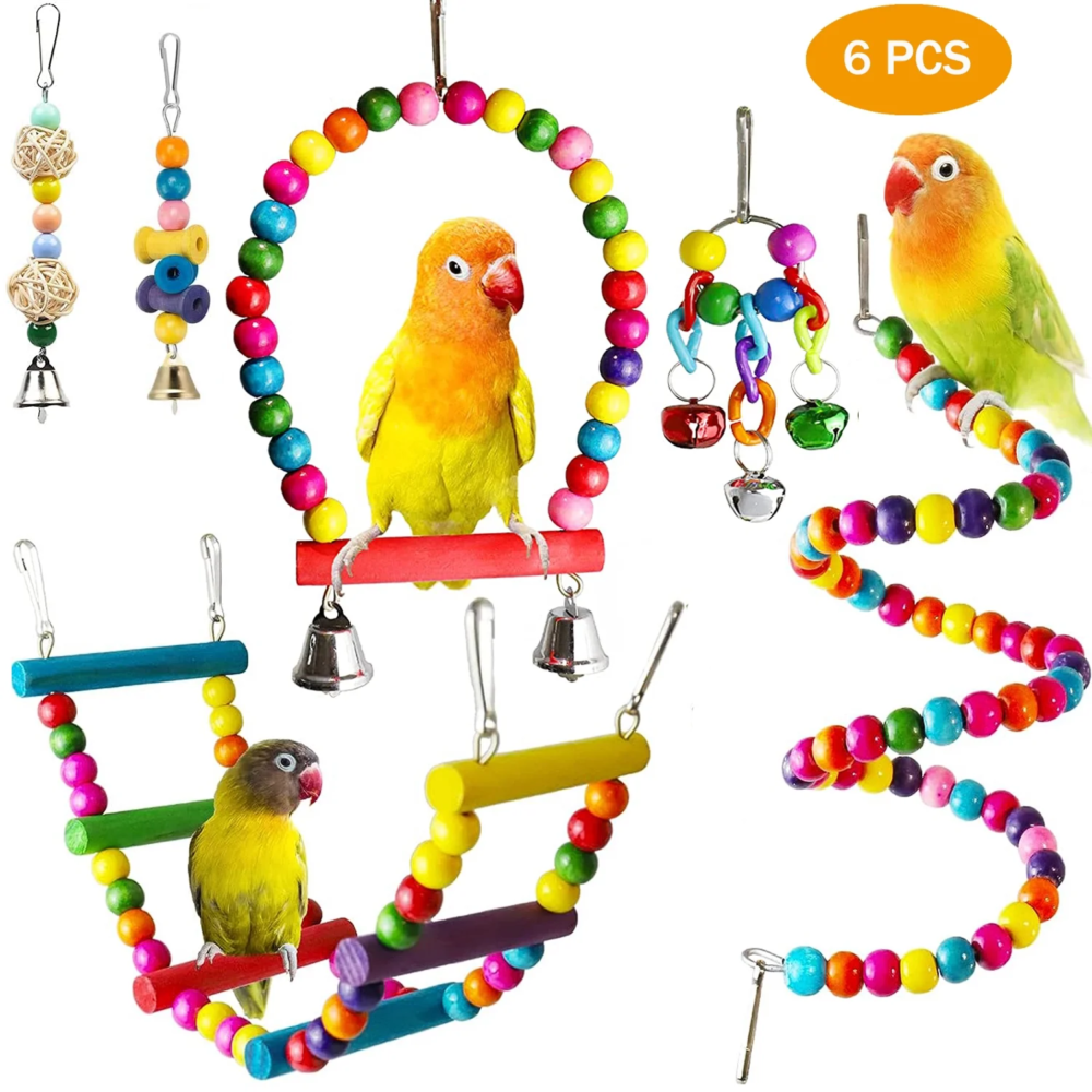 8-Piece Bird Toy Set: Parakeet, Parrot, Cockatiel Toys - Chew, Swing & Play - Image 10