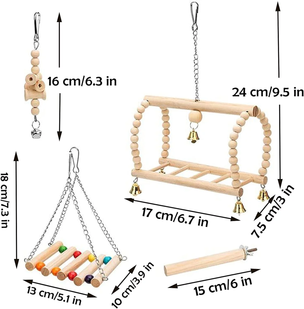 8-Piece Bird Toy Set: Parakeet, Parrot, Cockatiel Toys - Chew, Swing & Play - Image 8