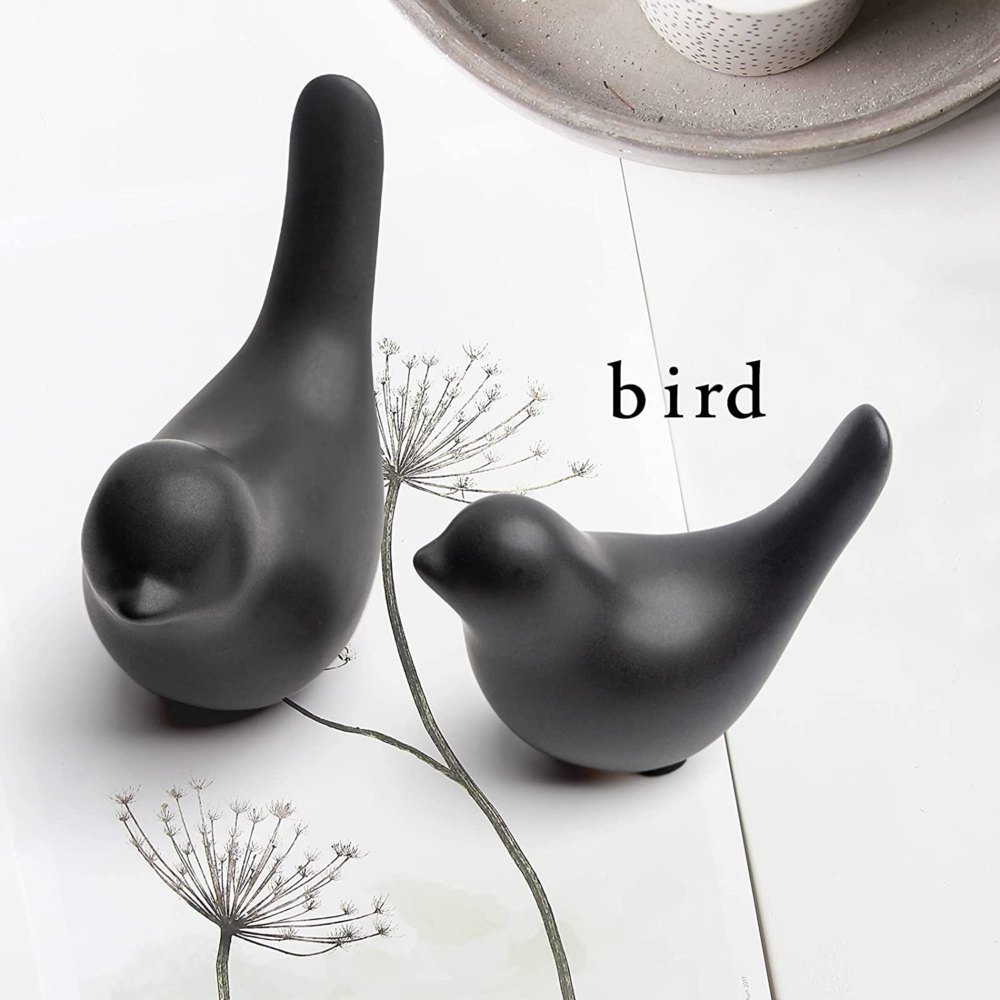 Small Animal Statues Home Decor Modern Style Birds Decorative Ornaments for Living Room, Bedroom, Office Desktop, Cabinets (Black 2Pcs) - Image 7