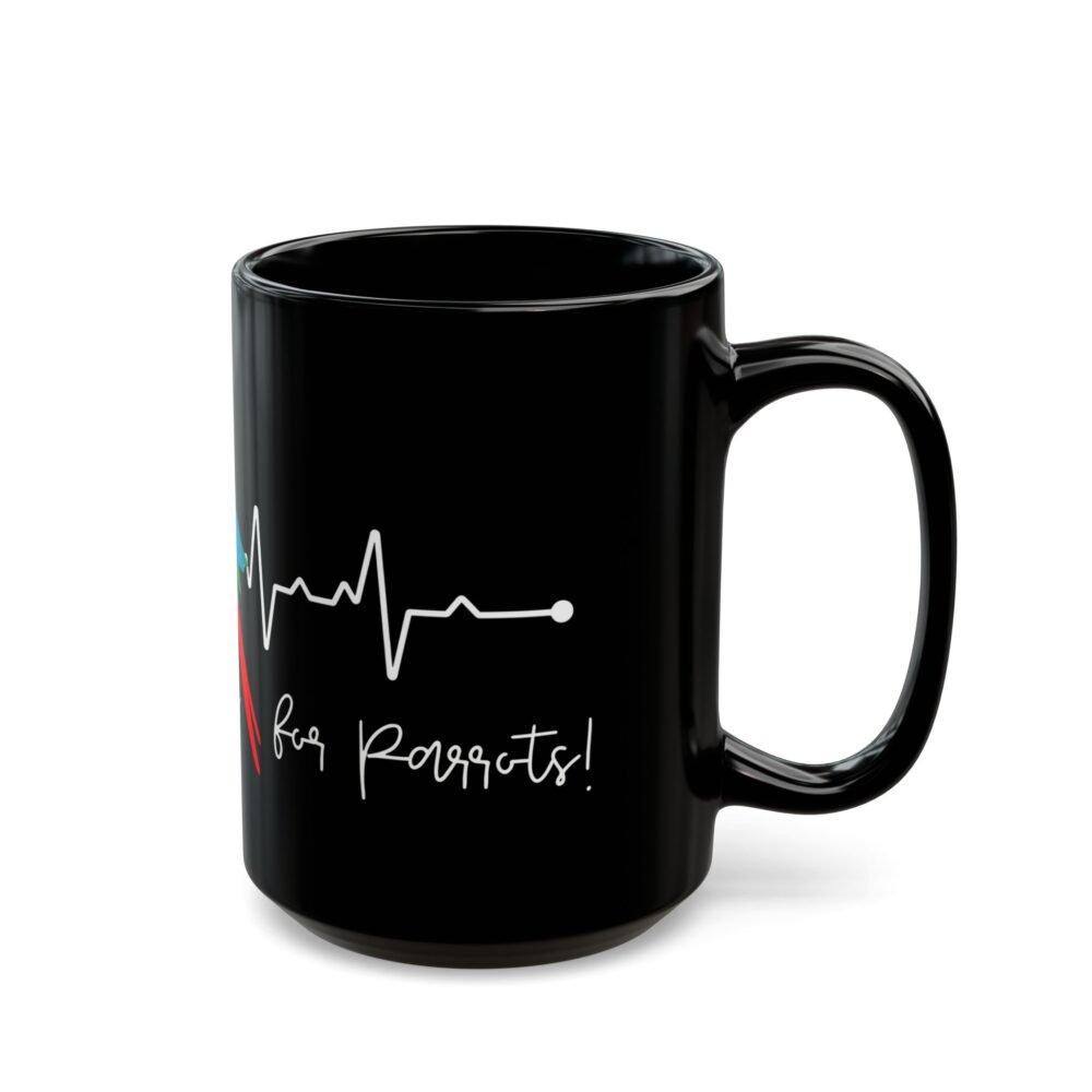 My Heart Beats for Parrots! Black Ceramic Mug - Vibrant Bird Lover Gift - Image 9