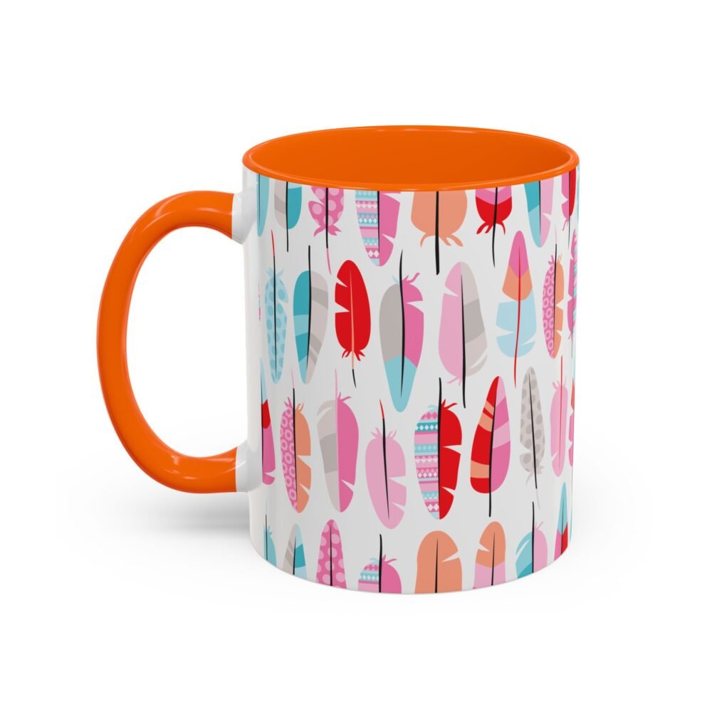 Colorful bird feather mug for office and home use