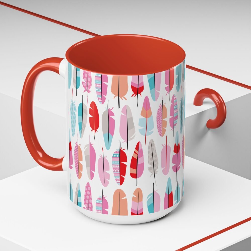 Bohemian Feather Ceramic Mug | Vibrant Multicolor Pattern | Perfect Bird Lovers Gift - Image 3