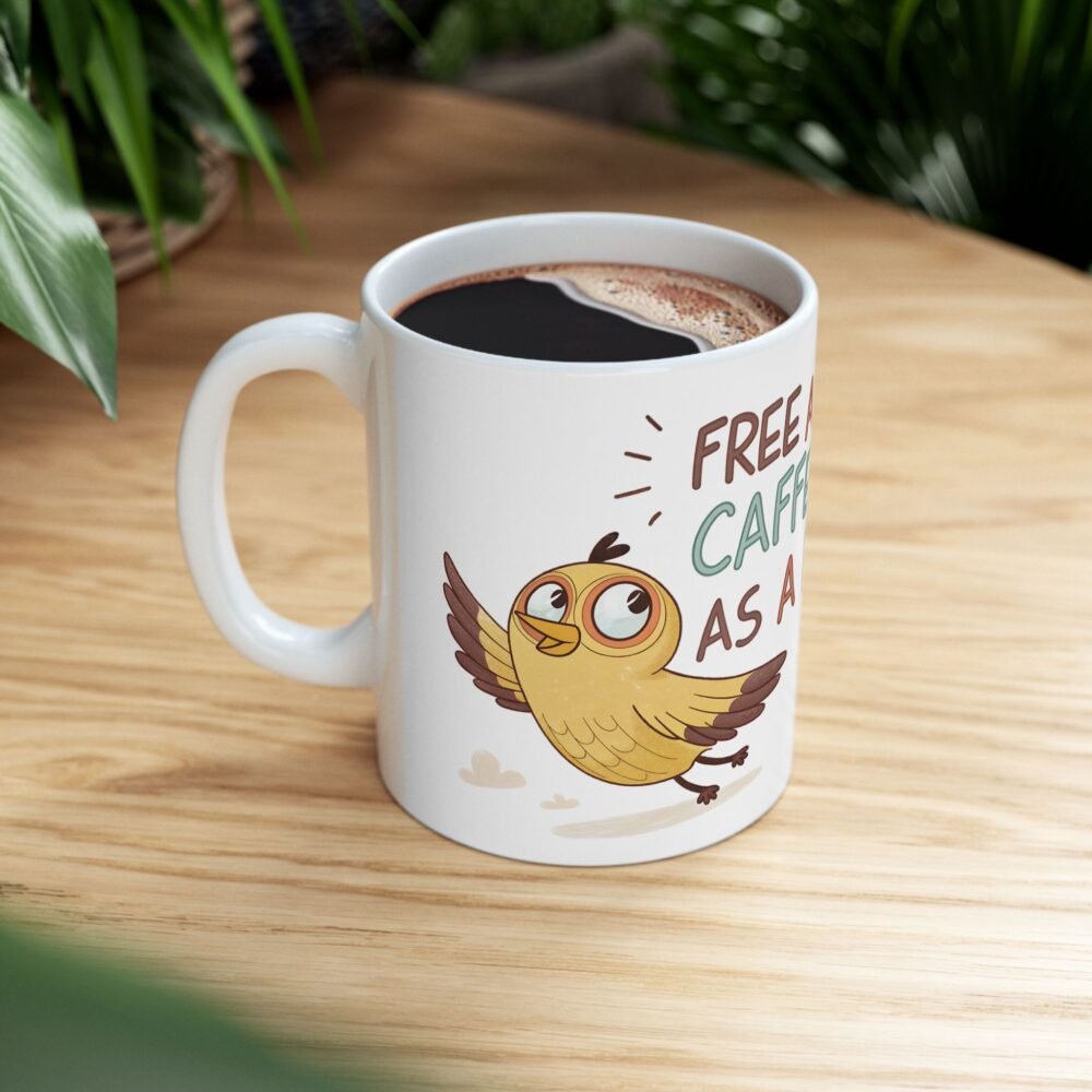 Free as a bird caffeinated as human gift mug 15oz