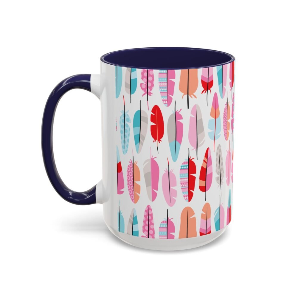 Handcrafted bohemian feather design hot beverage mug