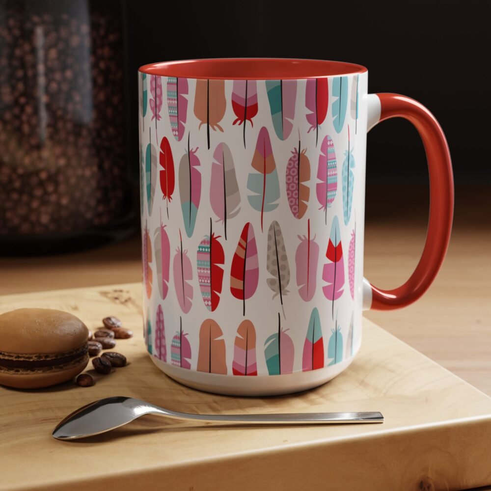 Nature inspired feather pattern drinking mug gift