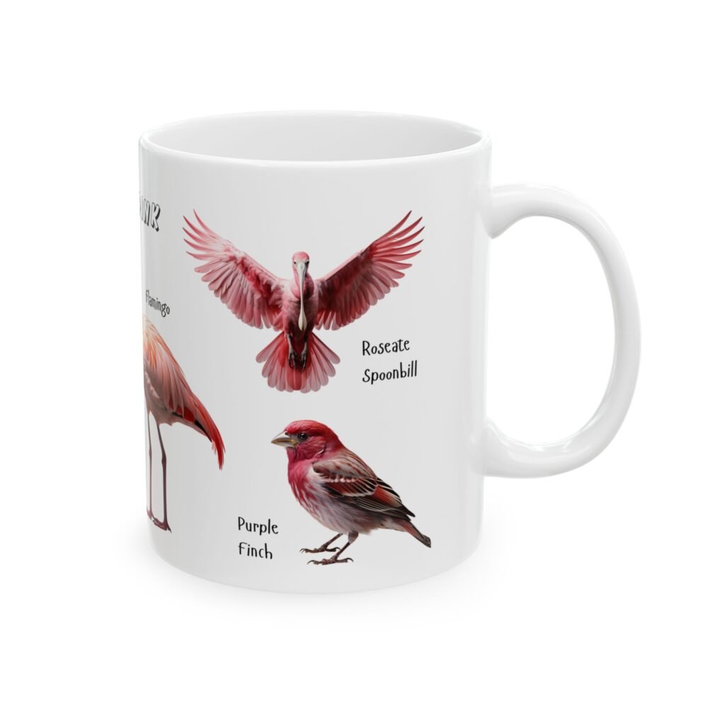 colorful mug with real pink colour birds