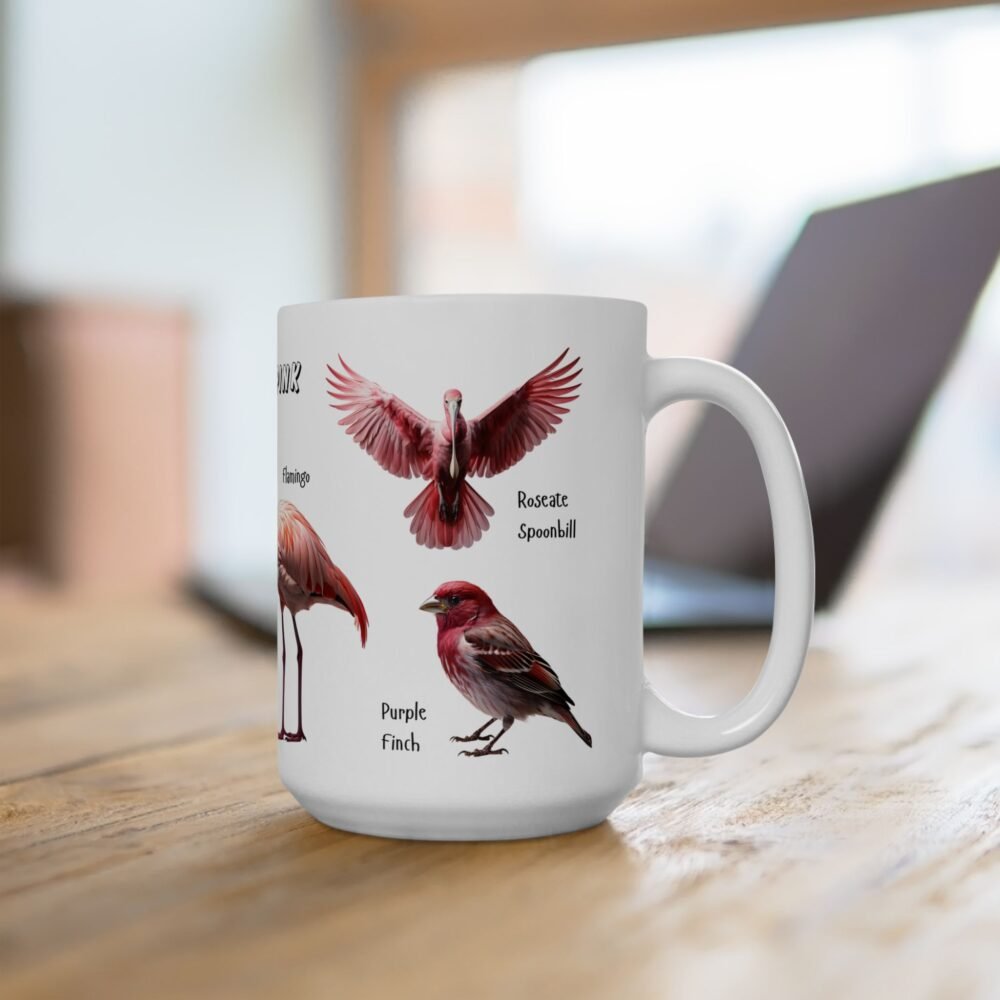 Pretty in Pink Mug – Real Bright Pink Birds with Fluffy Feathers - Image 5