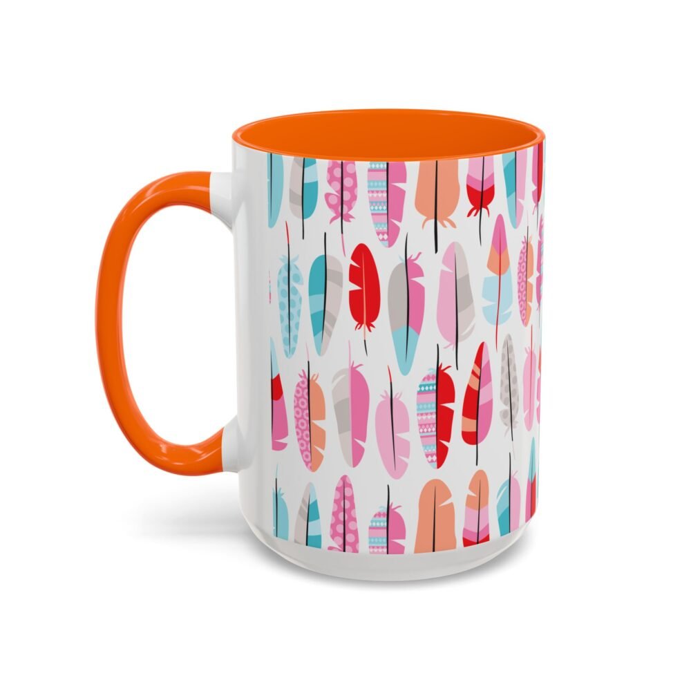 Artistic feather design microwave safe ceramic cup