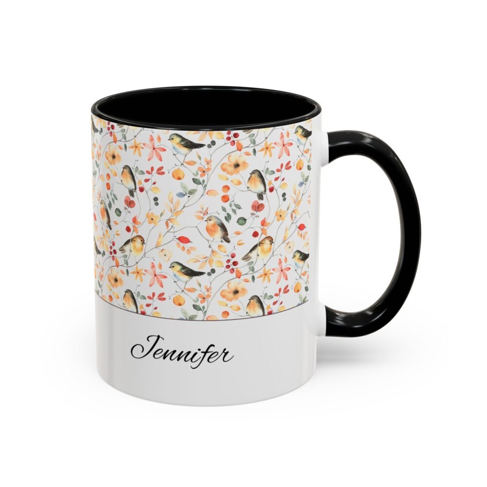 Personalised Bird Mug – Custom Name Coffee Cup with Watercolor Spring Design - Image 3