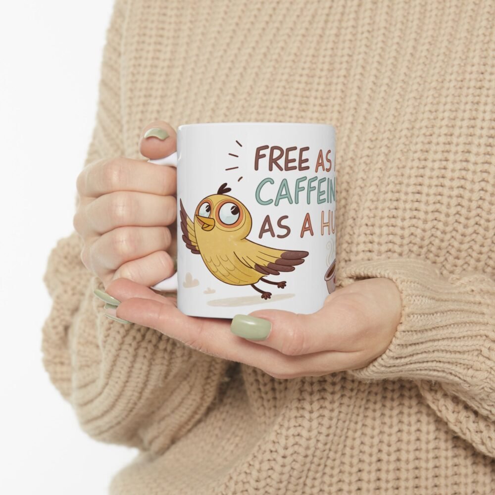 Cheerful yellow bird coffee lover gift mug dishwasher safe