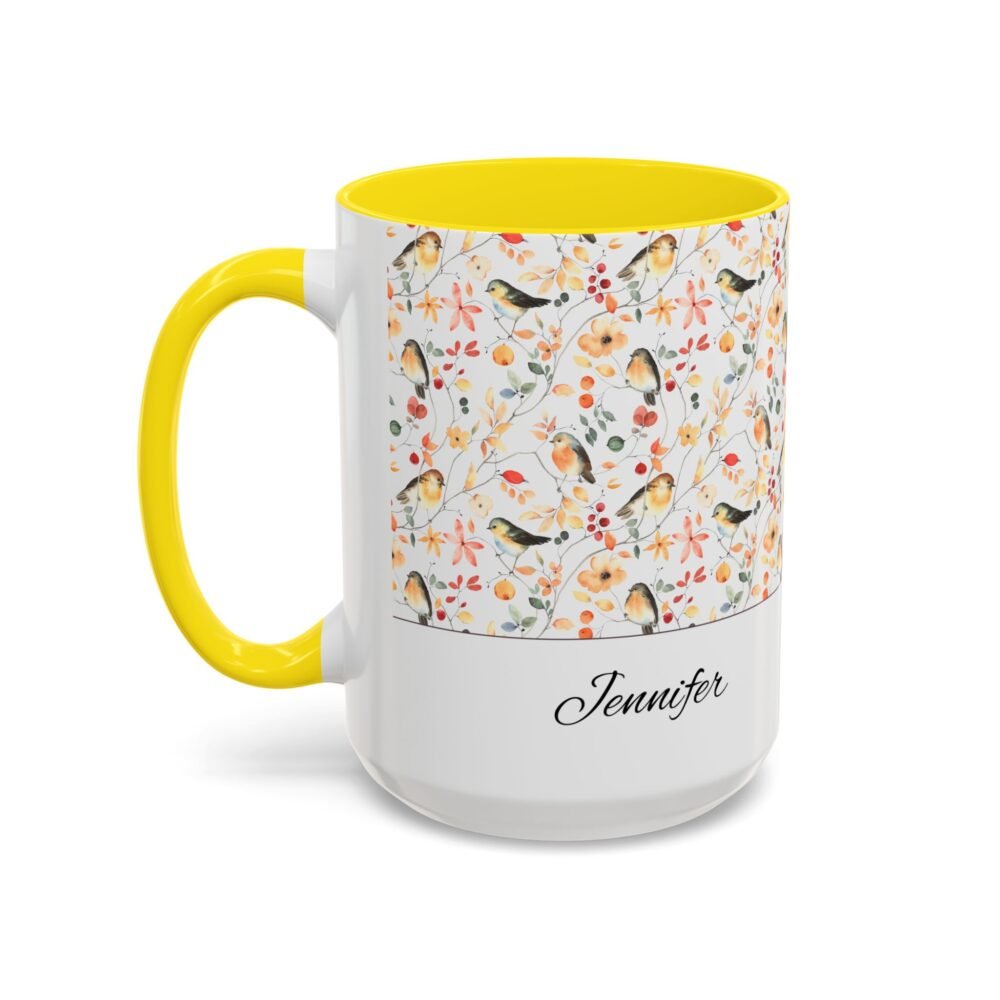 personalized ceramic bird mug with name