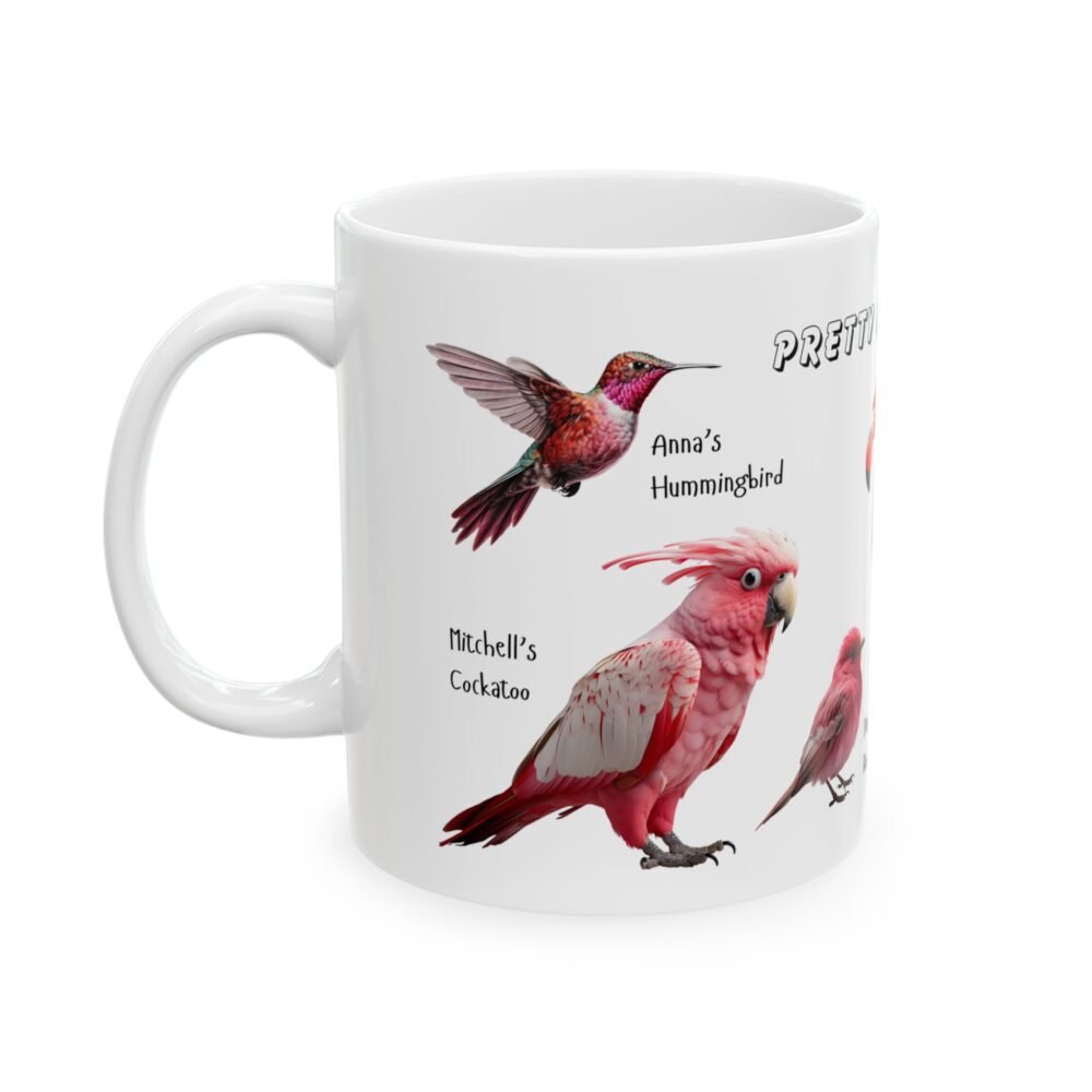 unique pink fluffy bird mug gift idea
