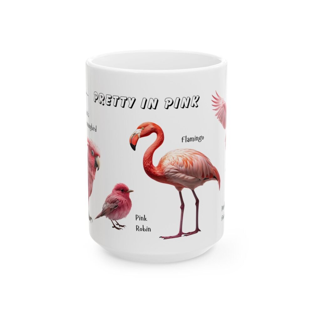 bird lover gift mug with pink birds